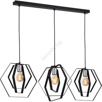 Luminex Пендел HEXAGON 3xE27/60W/230V черен/хром (LU1299)