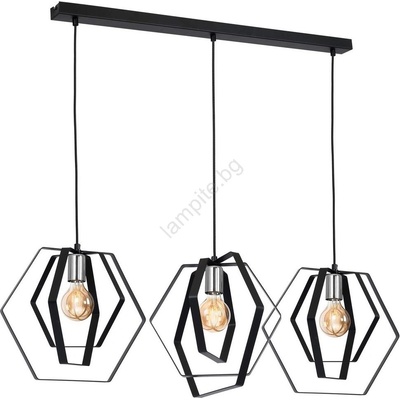 Luminex Пендел HEXAGON 3xE27/60W/230V черен/хром (LU1299)