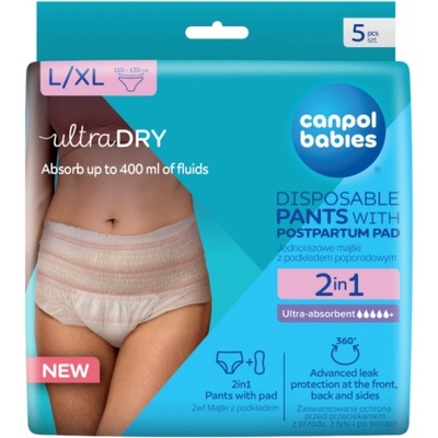 Canpol Еднократни бикини 2 в 1 Canpol - За след раждане с подложка, L/XL, 5 броя (78/012C)