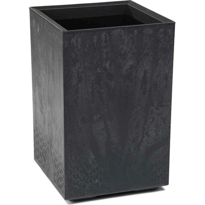 HowHomely plastový květináč NA KOLEČKÁCH BETONIQUE 60X40X40 CM IMITACE BETONU ČERNÁ
