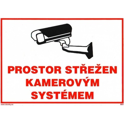 Prostor střežen kamerovým systémem 297x210 mm samolepka