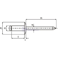 Nýt DIN 7337 Al/st 4,0 x 6 RAL 3009 Balení: 500 ks KEJSB40006A3K