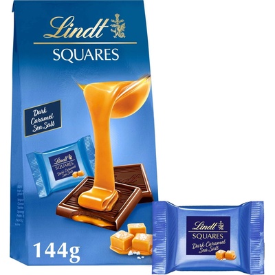 Lindt Squares hořká s karamelovou náplní a mořskou jedlou solí 144 g