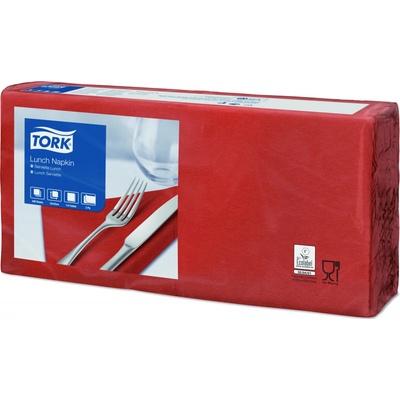 Tork ubrousky papírové 2V obědový cihlově červená 33x33cm – Zboží Mobilmania