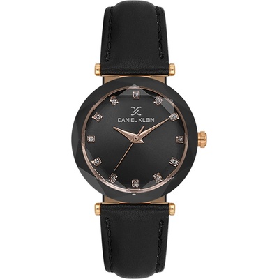 Daniel Klein DK. 6.14188-6 - дамски часовник, кварцов, 30 mm, черен, кристали, кожа