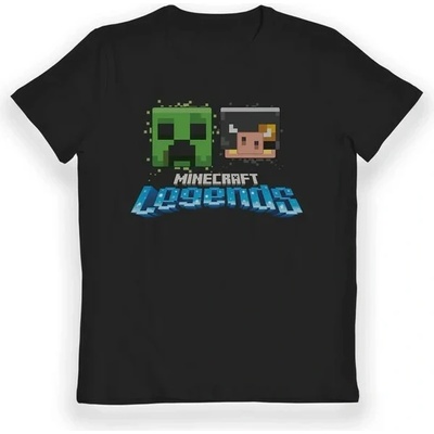 Bioworld Entertainment Minecraft Legends Creeper & Piglin Kids T-Shirt čierna