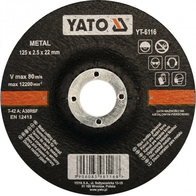Yato Kovovy rezný kotuč 125 x 2,5 x 22,00 mm YT-6116