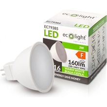 Ecolight LED žiarovka MR16 12V 2W teplá biela