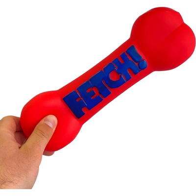 Fetch hračkárska žuvacia gumená kosť so zvukom 24 cm červená