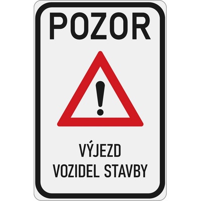 Zmenšená dopravní značka IP22 Pozor výjezd vozidel stavby