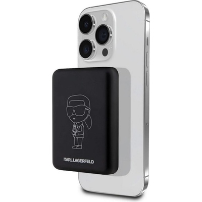 KARL LAGERFELD Ikonik NFT Magnetic Wireless Power Bank 3000 mAh - преносима външна батерия с USB-C порт и безжично зареждане с MagSafe (черен)