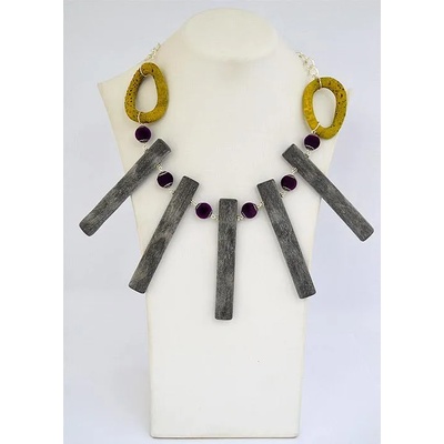 Dannyra Колие Слънце с рог, кожени пръстени, мъхести топчета Dannyra Jewels