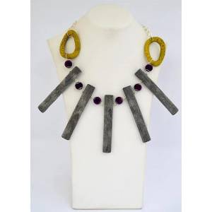 Dannyra Колие Слънце с рог, кожени пръстени, мъхести топчета Dannyra Jewels