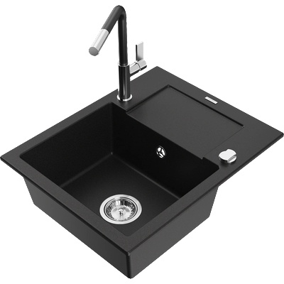 Mexen Enzo гранитна кухненска мивка с 1 корито и отцедник с кухненски (6506-77-670401-07)