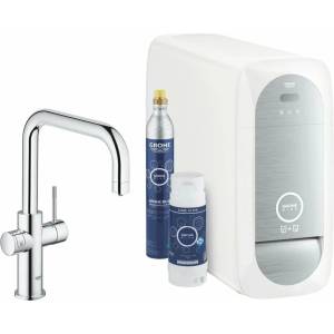 GROHE Кухненски смесител Grohe Blue Home хром U-образен чучур и стартов комплект (31456001)