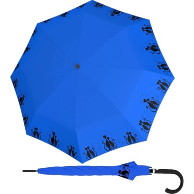 DOPPLER Fiber Flex AC Cats Family Blue - dámský holový vystřelovací deštník modrá 740765CT01