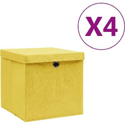 VidaXL úložné boxy s víky 4 ks netkaná textilie 28 x 28 x 28 cm žlutá 325188