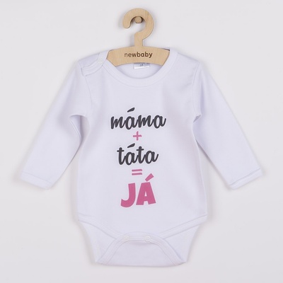 Body s potiskem New Baby máma plus táta rovná se JÁ růžová