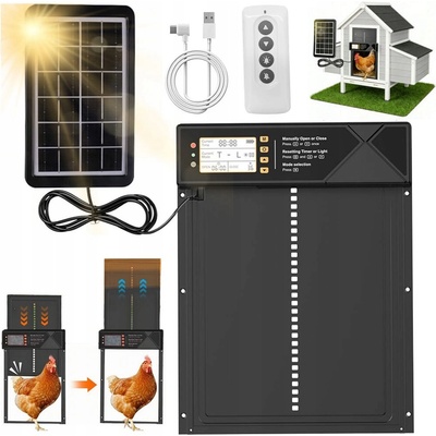 AUTOMATICKÁ DVÍŘKA DO KURNÍKU SOLÁRNÍ S ČASOVAČEM A SVĚTELNÝM SENZOREM