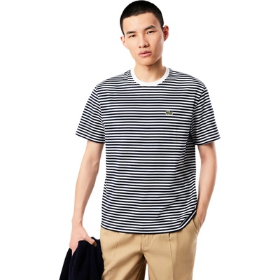 Lacoste Striped Heavy Cotton T-shirt White/Navy Blue