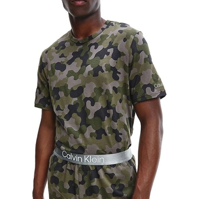 Calvin Klein pánské tričko Lounge NM2192E UY4 Vojenský vzor zelený