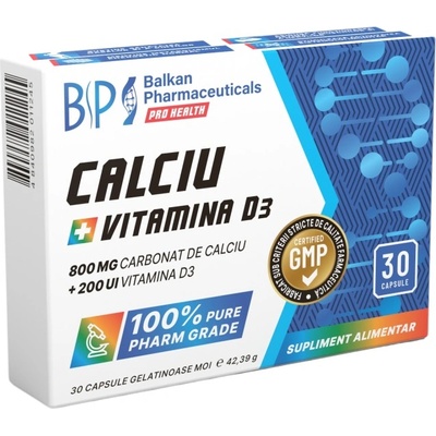 Balkan Pharmaceuticals Calcium 800 mg + Vitamin D3 200 IU [30 капсули]