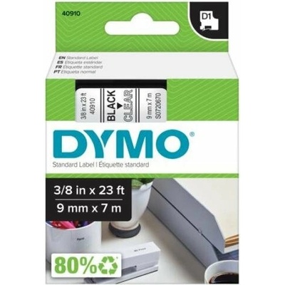 DYMO páska D1 9mm x 7m, čierna na priehľadnej 40910