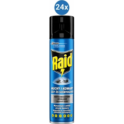 Raid spray proti lietajúcemu hmyzu proti komárom a muchám 24 x 400 ml