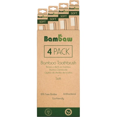 Bambaw Bambusový zubní kartáček Měkký 4 ks