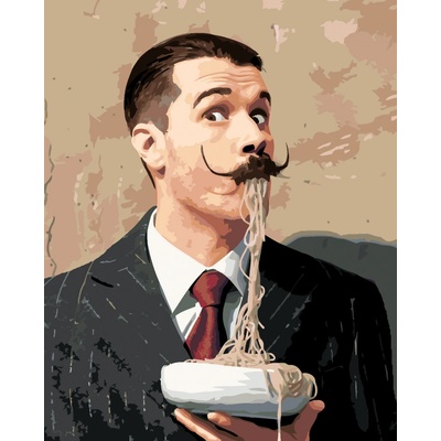 zuty Malování podle čísel Salvador Dalí a špagety 80 x 100 cm vypnuté plátno na rám