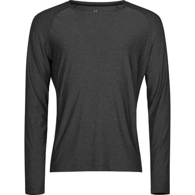 TEE JAYS tj7022 cooldry / Спортна риза с дълъг ръкав - черен меланж xs (18702216900)