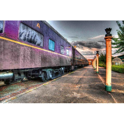 DIMEX ART Флизелинов фототапет лилав влак на гарата 375 x 250 см