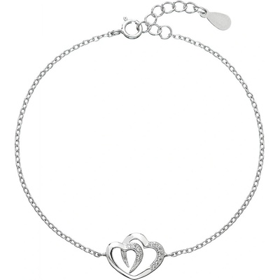 Pavona stříbrný se zirkony dvojité srdce 13011.1