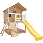 Ginger Home Голяма Детска Къща ginger home с Пясъчник и Пързалка, за Игра на Открито в Двора и Градината, Дървена, 258х271.5х291 см