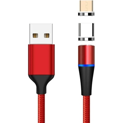 PremiumCord ku2m1fgr Magnetický micro USB a USB-C nabíjací a dátový, 1m, červený