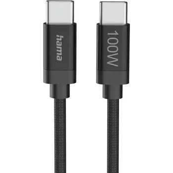 Image 1 of Hama Кабел за зареждане, "Fabric", USB-C - USB-C, 100 W, 3 m, Nylon, black (HAMA-201749)