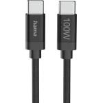 Hama Кабел за зареждане, "Fabric", USB-C - USB-C, 100 W, 3 m, Nylon, black (HAMA-201749) - xtreme