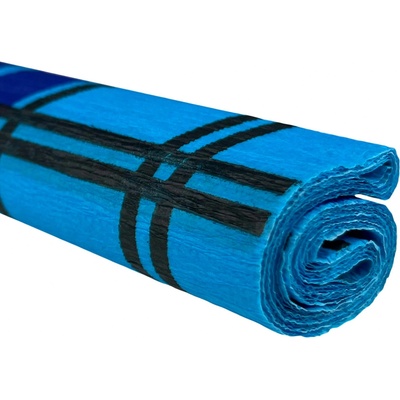 Krepový papír - Károvaná černá na tyrkysovém 0,5x2m C24D58 28 g/m2 – Hledejceny.cz