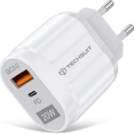 Techsuit Зарядно устройство Priza USB-A, QC 3.0, USB-C, 20W - Premium (CHPD038) - Бяло (KF2327939)
