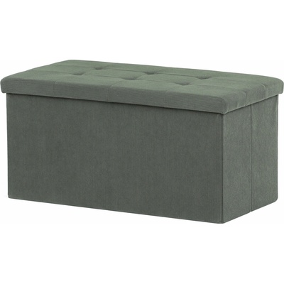 AUTRONIC Taburet s úložným priestorom, zelená menčestrová látka 37 × 77 × 38 cm