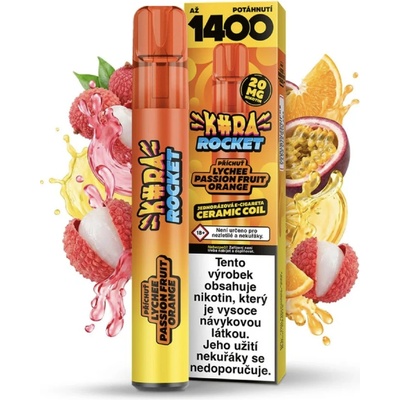 Kurwa Rocket Lychee Passion Fruit Orange Ice 20 mg 1200 poťahov