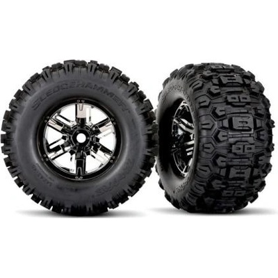 Traxxas koleso 4.3/5.7" disk X-Maxx čierny chróm pneu Sledgehammer pár