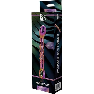 Dream Toys Glamour Glass Elegant Curved Dildo Skleněné dildo Metalický