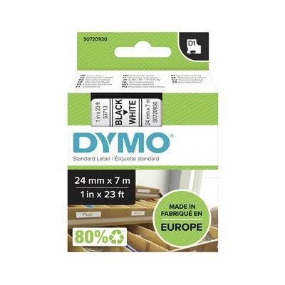Dymo originál páska do tlačiarne štítkov, Dymo, 53713, S0720930, černý tlač/biely podklad, 7m, 24mm, D1