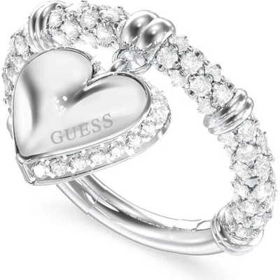 Guess oceľový prsteň Srdce By Your Side JUBR06077JWRH