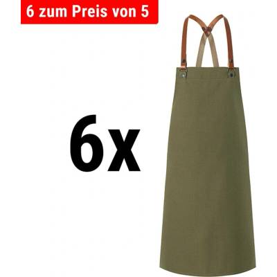 G.Gastro 6 ks Karlowsky Zástěra s laclem Green-Generation mechově zelená D9785821