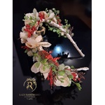 Radi handmade Диадема с бежави цветя и червена декорация (1025)
