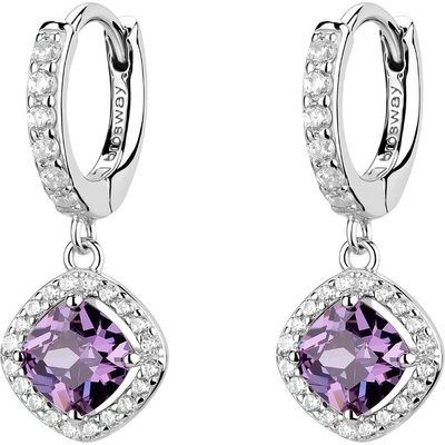 Brosway Strieborné kruhové náušnice s kubickými zirkónmi Fancy Magic Purple FMP125