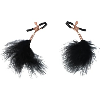 Virgite Щипки за зърна с пух Nipple Clamps Jewels розово злато