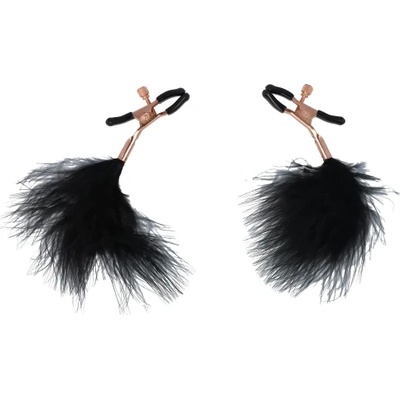 Virgite Щипки за зърна с пух Nipple Clamps Jewels розово злато